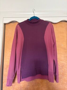 Athleta Two-Tone Plum and Rose Cowl Neck Sweatshirt